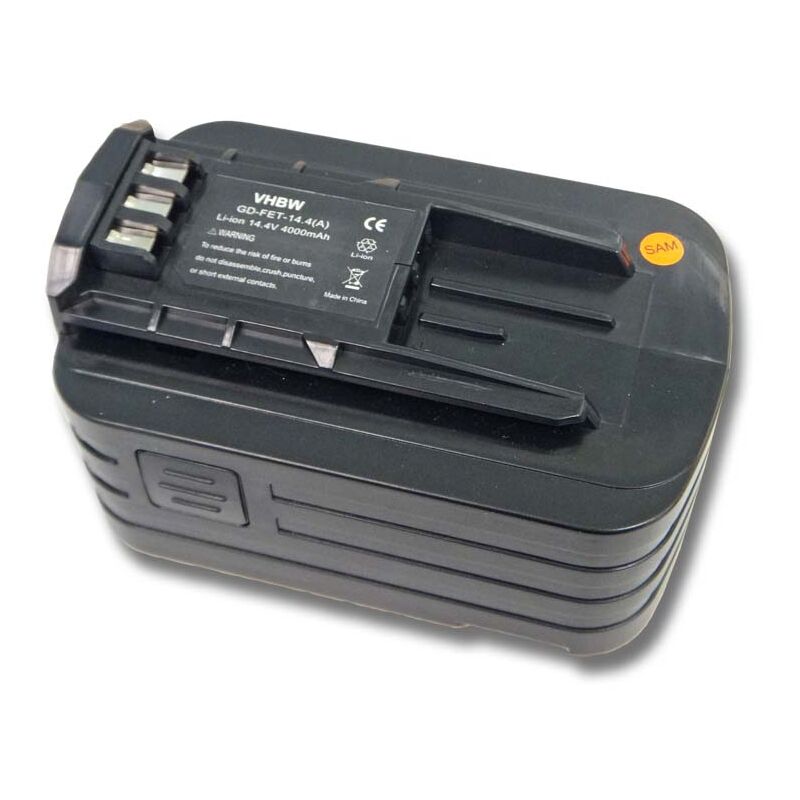 Batterie Li-Ion vhbw 4000mAh (14.4V) pour outils électriques Festo, Festool FLC Uni LED Cordless Flashlight comme 494832, 498340, 498341, BPC15, BPS15