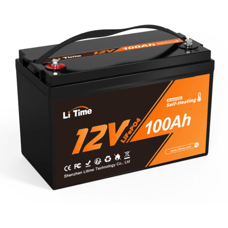 Batterie LiFePO4 12V 100Ah avec Auto-Chauffage, Batterie au Lithium Supportant la Charge à Basse Température (-20℃), BMS 100A, Parfait pour les Camping-Cars, Solaires et Hors Réseau- Ampere Time