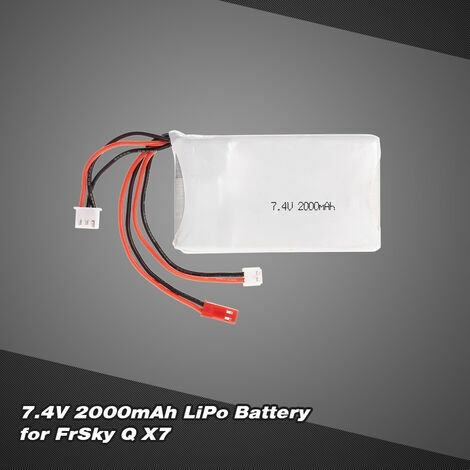 Batterie Lipo 2S 7.4V 2000mAh 8C Batterie Lipo pour Transmetteur RC Telecommande FrSky TARANIS Q X7 2.4G ACCST 16CH, modele: Blanc