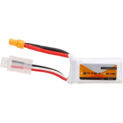 Batterie LiPo 7.4V 2S 450mAh 60C avec connecteur XT30 pour modélisme RC, avions et véhicules télécommandés