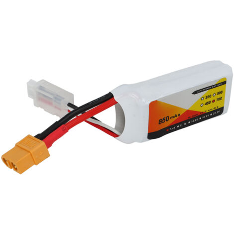 Batterie LiPo 7.4V 850mAh 70C 2S avec Connecteur XT60 pour Drone QAV250 et Voiture RC de Course
