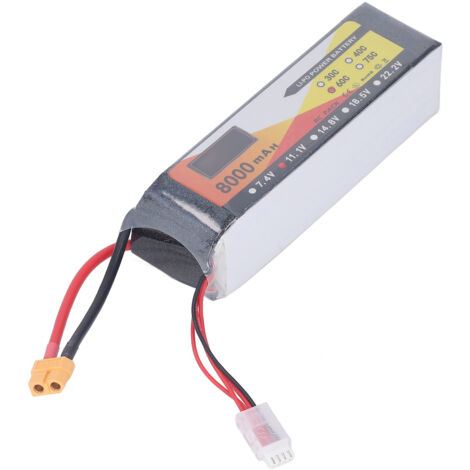 Batterie LiPo 8000mAh 11.1V 3S 60C avec Connecteur XT60 pour Voiture et Hélicoptère RC