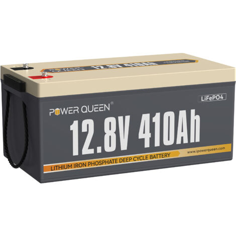 Batterie lithium 12V410Ah 5248Wh Rechargeable LiFePO4 Power Queen, BMS 250A, 4000-15000 Cycles, pour solaire, Hors réseau, stockage de l'énergie domestique, Camping Car, Caravane-1 Pièce