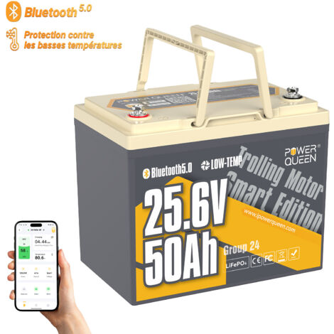Batterie lithium 12V100Ah 1280Wh LiFePO4 Groupe31 Power Queen,Bluetooth