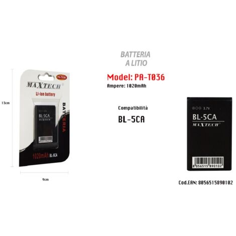 Batterie Lithium Compatible Avec Bl-5ca 1020mah Smartphone Téléphone Portable Maxtech Pa-t036