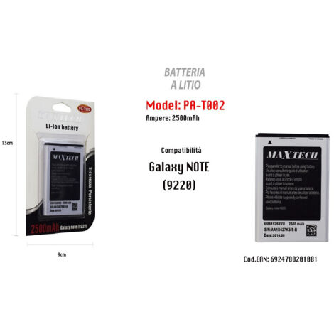 Batterie Lithium Compatible Galaxy Note 2500 Mah Maxtech Pa-t002