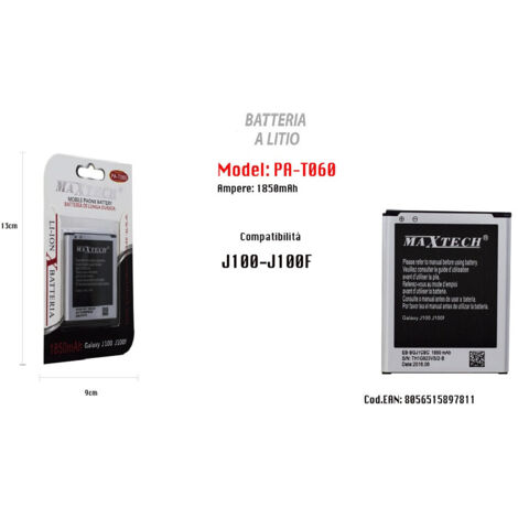 Batterie Lithium Compatible Samsung Galaxy J100 -j100f 1850 Mah Pa-t060