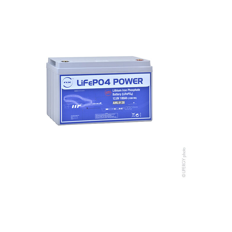 Batterie Lithium Fer Phosphate LiFePO4 power UN38.3 (1280Wh) 12.8V 100Ah M8-F - NX