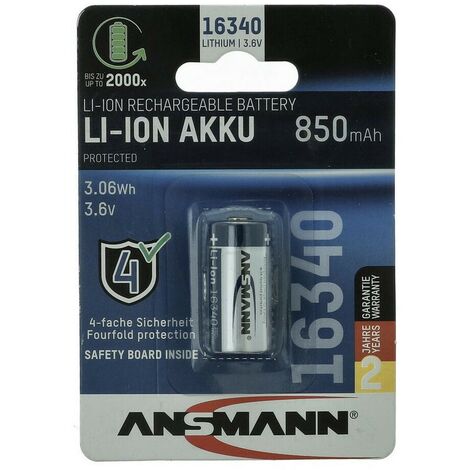Batterie lithium-ion spéciale 16340 avec 3,6V et 850mAh