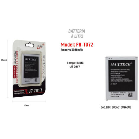Batterie Longue Durée Compatible Avec Samsung J7 2017 Maxtech 3000mah Pa-t072