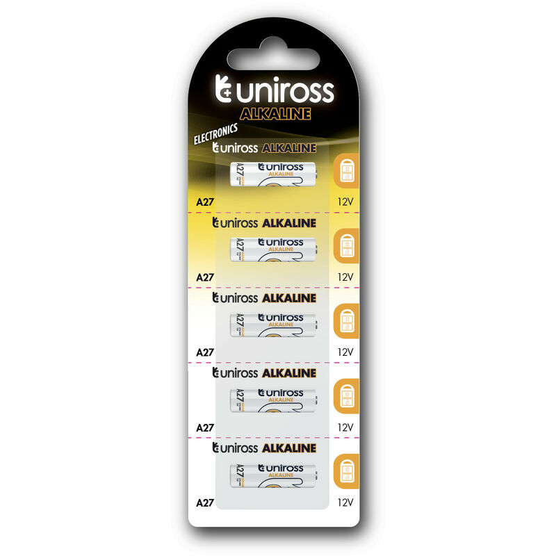 Batterie Lr27, A27, 27a Alkaline 12v (Blister 5 Stk.) A27/ Uniross