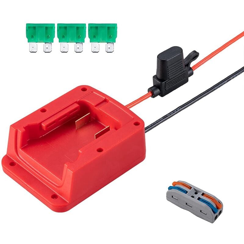 Batterie M18 18V avec Fusible et Bornes de Fil, Connecteur D'Alimentation pour Voiture TéLéCommandéE, Robotique, Fonctionne avec pour Batterie Li-Ion