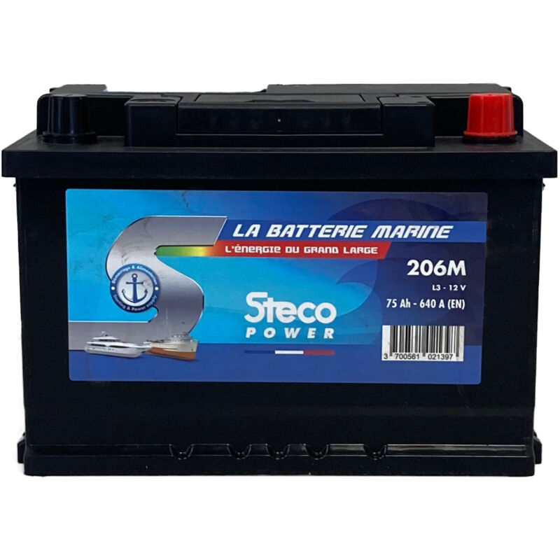 Stecopower - Batterie marine 12V 75Ah 640A 277x175x190 206m