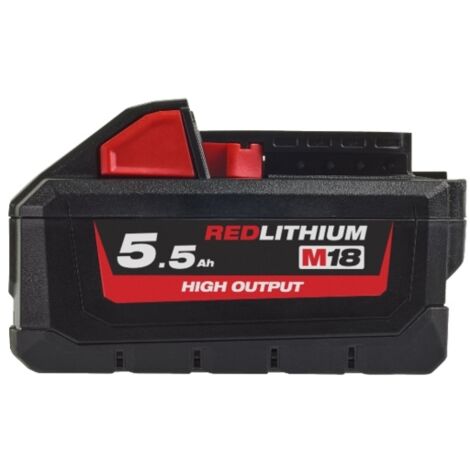 Milwaukee M18 HB 5,5 Batterie 18 V 5,5 Ah / 5500 mAh Li-Ion High Output ( 4932464712 ) avec indicateur de niveau de charge