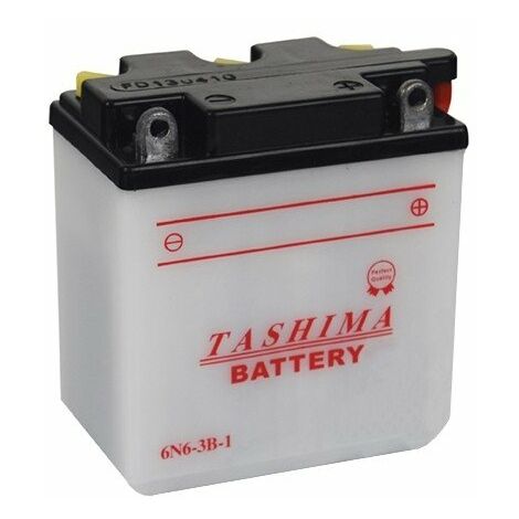 Batterie plomb Tashima 6V 6Ah – Dimensions L: 99mm, L: 57mm, H: 111mm – + à droite – Adaptable pour motos