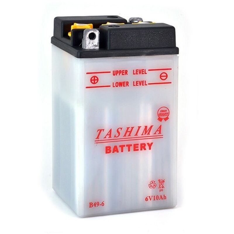 Tashima - Batterie plomb 6V, 8A. l: 91, l: 83, H:161mm, + à gauche. (livrée sans acide). Remplace origine B49-6. - Batterie à mett