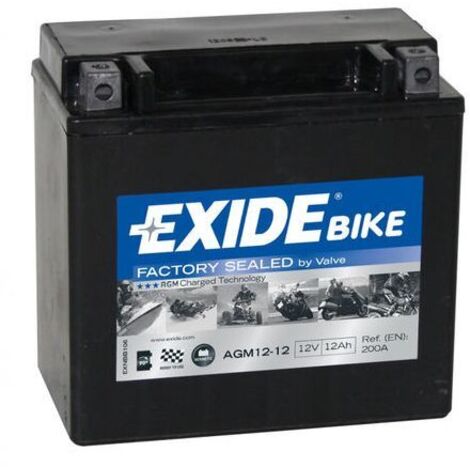 Batterie moto Exide AGM12-12 YTX14-BS 12v 12ah 200A