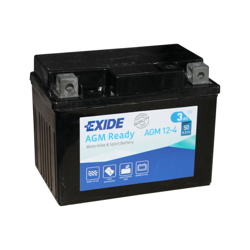 Exide - Batterie moto AGM12-4 YTX4L-BS YB4L-B12v 3ah 50A