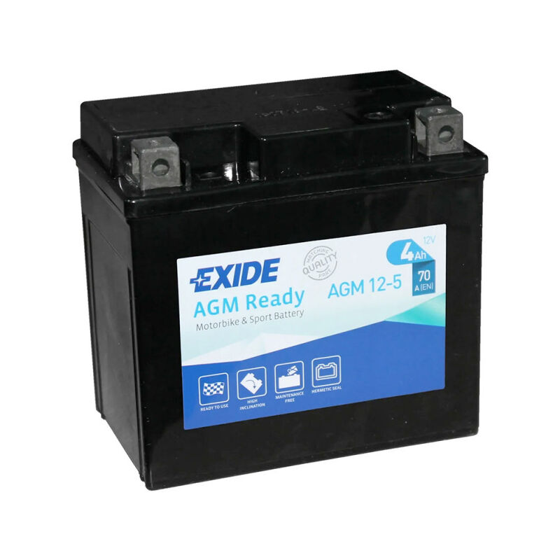 Exide - Batterie moto AGM12-5 YTX5L-BS YB5L-B 12v 4ah 70A