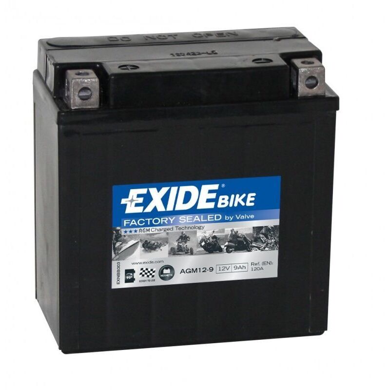Exide - Batterie moto AGM12-9 YB9-B 12v 9ah 120A
