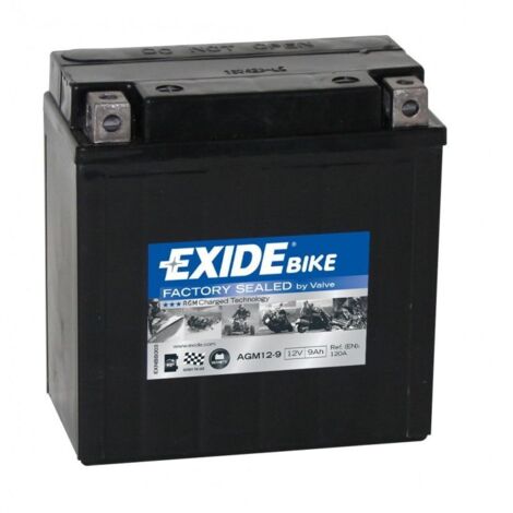 Batterie moto Exide AGM12-9 YB9-B 12v 9ah 120A