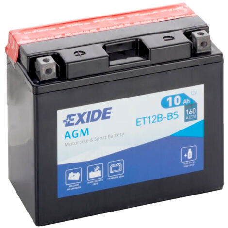 Batterie moto Exide ET12B-BS YT12B-BS 12v 10ah 160A