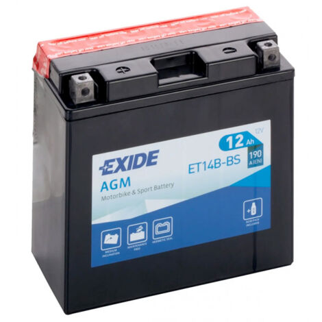 Batterie moto Exide ET14B-BS YT14B-BS 12v 12ah 190A