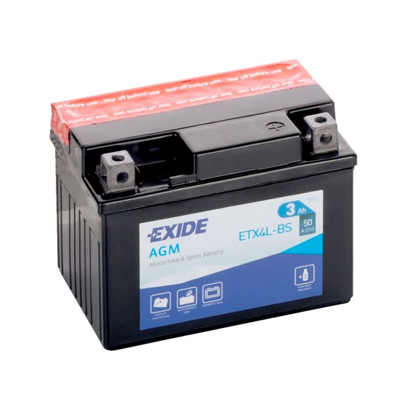 Exide - Batterie moto ETX4L-BS YTX4L-BS 12v 3ah 50A