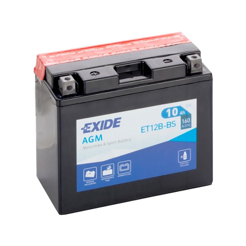 Exide - Batterie moto ET12B-BS YT12B-BS 12v 10ah 160A