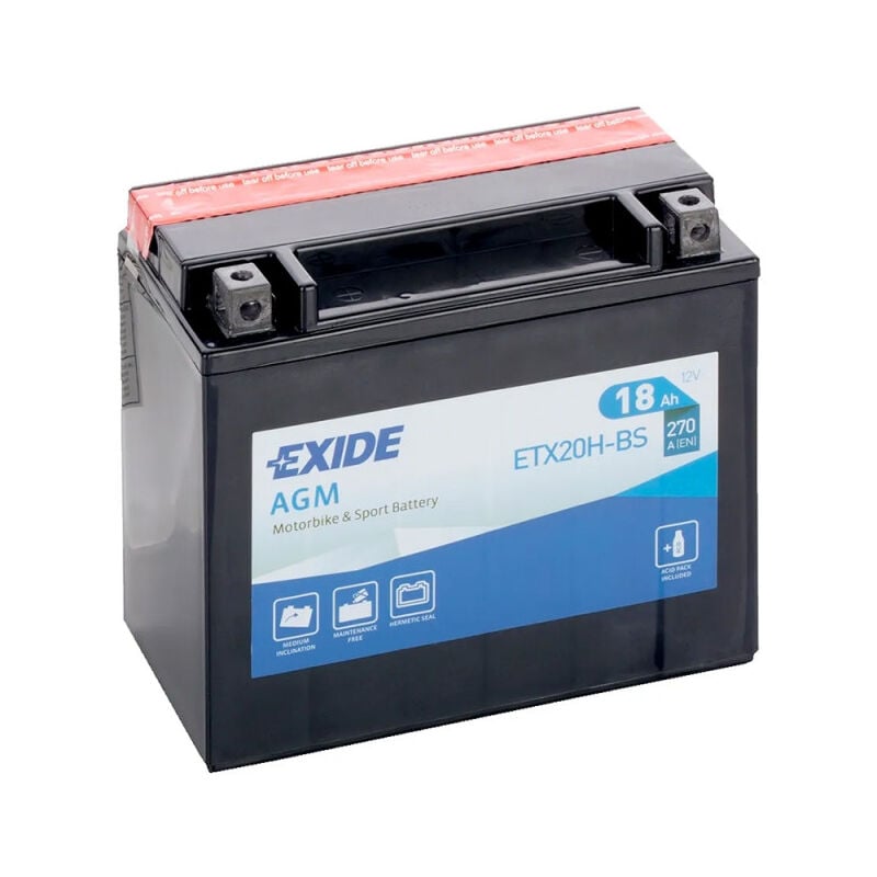Exide - Batterie moto ETX20H-BS YTX20H-BS 12v 18ah 270A