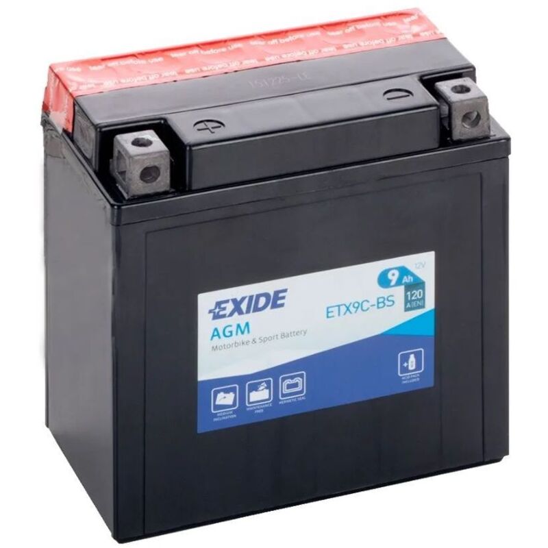 Exide - Batterie moto ETX9C-BS YTX9C-BS 12v 9ah 120A