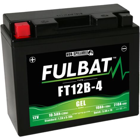 Batterie moto FULBAT FT12B-4 GEL / YT12B-4 Etanche AGM 12V / 10Ah