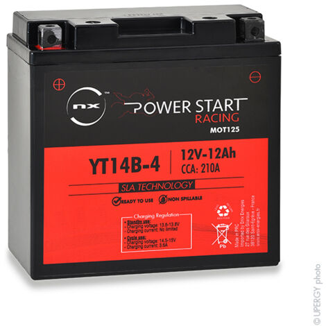 Batterie moto FULBAT FT14B-4 GEL / YT14B-4 Etanche AGM 12V / 12Ah