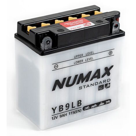 Batterie moto NUMAX NB9L-B SLA 12V 9Ah 115A Dimensions: 135x75x139mm et plus à Droite