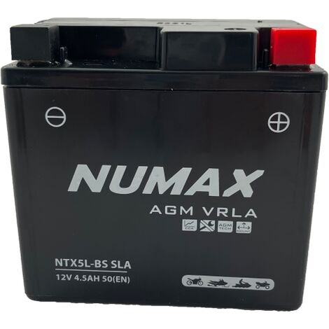 Batterie moto NUMAX NTX5L-BS / YTX5L-BS SLA 12V 4Ah 70A