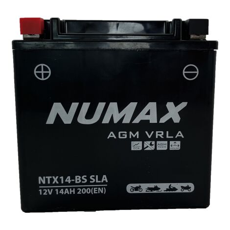 Batterie moto Numax Premium AGM YT14BS / YTX14BS SLA 12V 12Ah 200A