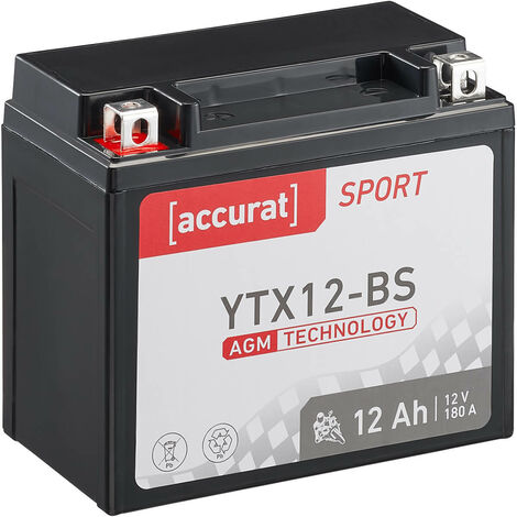 Batterie moto YTX12-BS 12Ah AGM Accurat 12V 180A 150 x 87 x 130 mm Quad