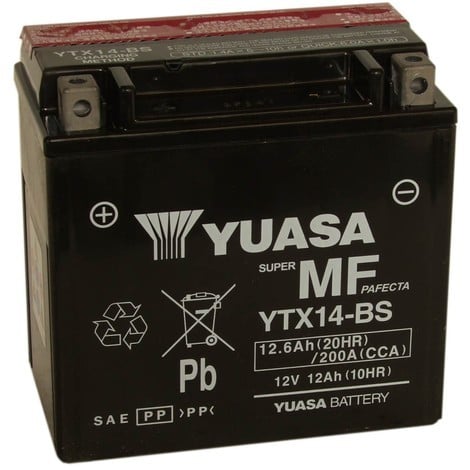 Batterie moto YTX14-BS Yuasa avec pack acide - 12V – 12Ah