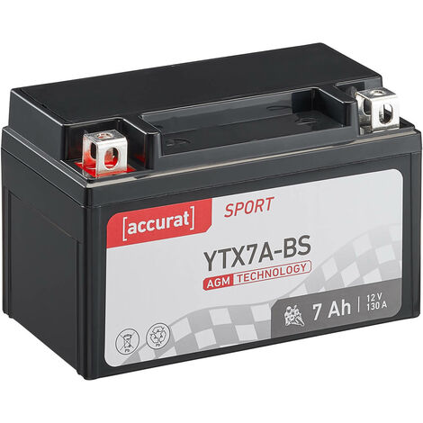 Batterie Moto YTX7A-BS AGM 12V 7Ah Accurat Sport- compatible Scooters, Quads, Tracteurs de Jardin et Golf-Caddies