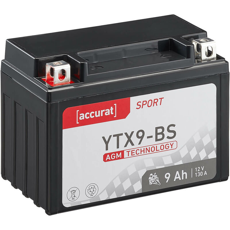 Batterie moto YTX9-BS 9Ah agm Accurat 12V 130A 150 x 87 x 107 mm Quad