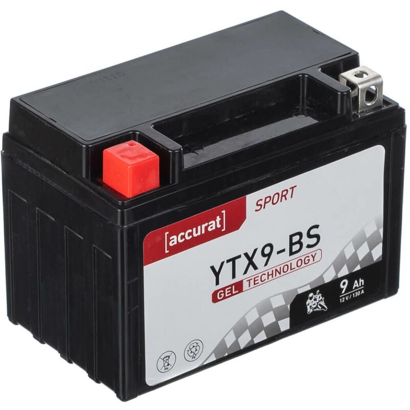 Accurat - YTX9-BS Batterie Moto/Quad 9Ah Gel 12V 130A 150 x 87 x 105 mm