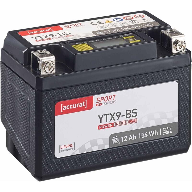 Accurat - Batterie Lithium Moto YTX9-BS LiFePO4 12V 12Ah Sport - Scooters, Quads, Motoneiges et Tracteurs de Jardin
