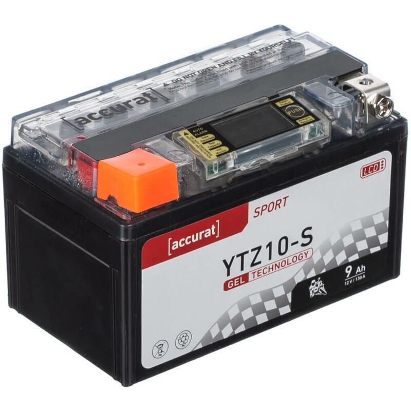 Batterie Moto YTZ10-S Gel 12V 9Ah Accurat Sport - Convient pour Scooters, Quads, Tracteurs de Jardin et Caddies de Golf