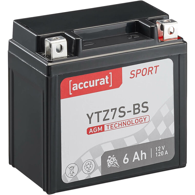 Accurat - Sport YTZ7S-BS Batterie Moto/Quad agm 6Ah 12V 120A 113 x 70 x 107 mm