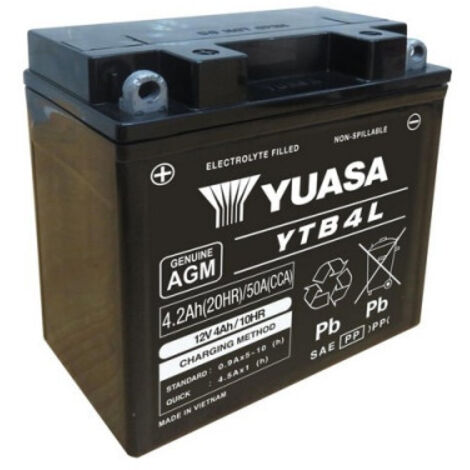 Batterie moto YUASA YB4L-B YTB4L VRLA AGM 12v 4.2ah 50A