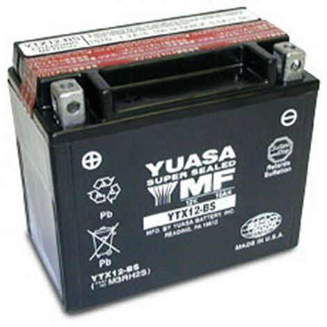 Batterie moto Yuasa YT12B-4 / YT12B-BS étanche 12V / 10Ah