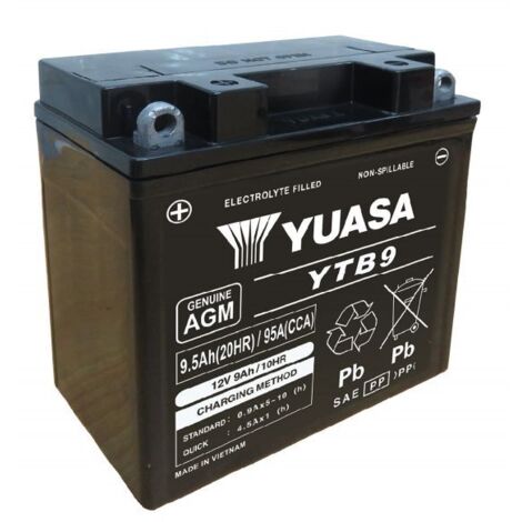 Batterie moto YUASA YTB9 VRLA AGM 12v 9.5ah 95A Active
