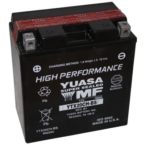 Batterie moto Yuasa YTX20CH-BS Etanche 12V / 18Ah