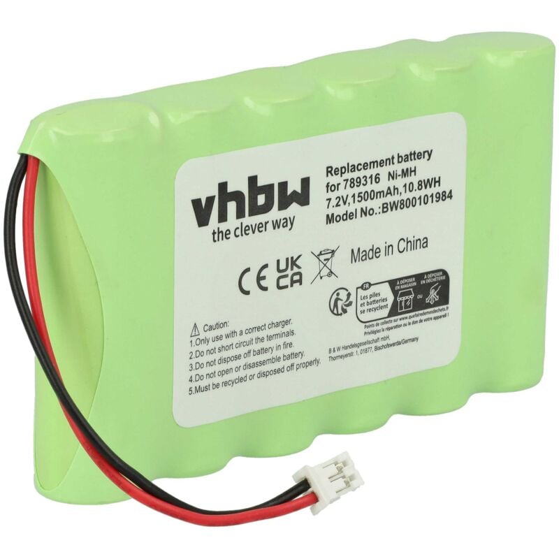 Vhbw - batterie NI-MH 1500mAh 7.2V pour ELITE Serie 7, Elite P2000, P 2000, Elite 73016 remplace 6N120SFE-15615