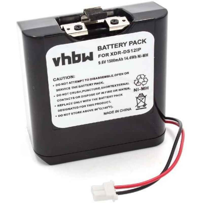 vhbw Batterie compatible avec Sony RDP-V20IP, XDR-DS12iP, RDP-XF100iP haut-parleurs, enceintes portatives (1500mAh, 9,6V, NiMH) - Remplacement pour